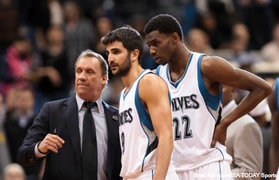 Saunders, Ricky Rubio and Andrew Wiggins