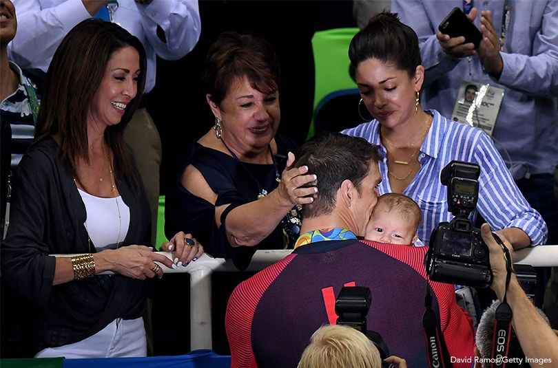 Michael Phelps With Mom And Son