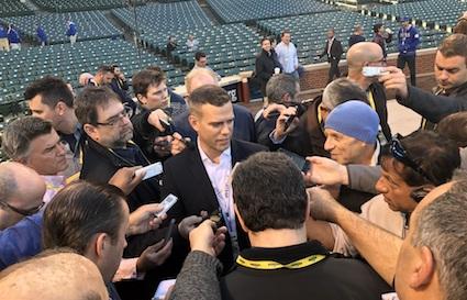 Theo Epstein And Reporters, NLCS
